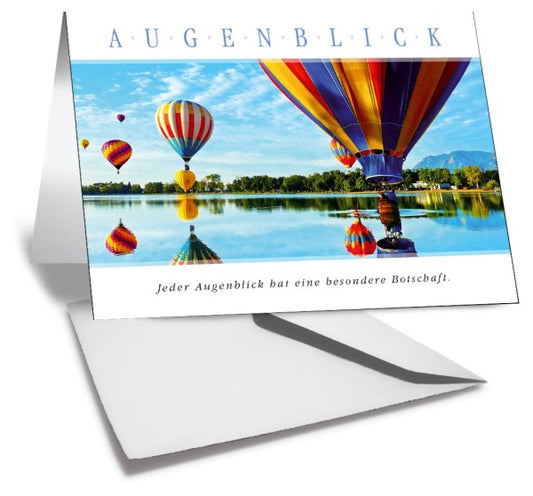 Grußkarte AUGENBLICK - Heissluftballone am See - Ansicht 2