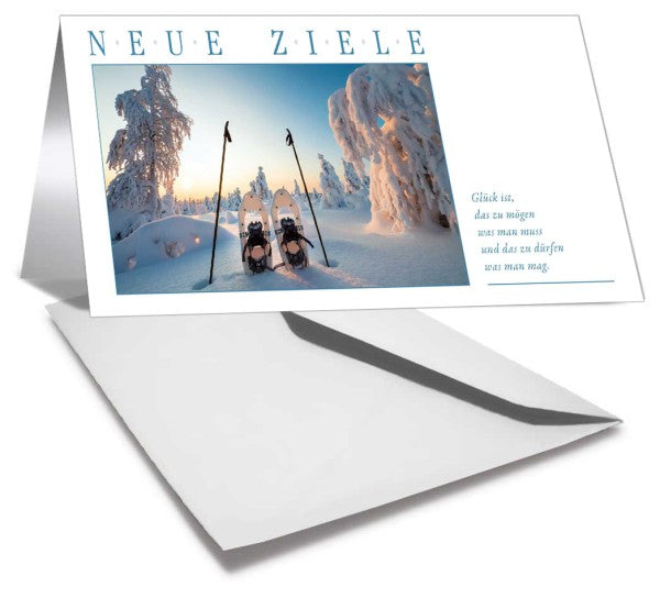 Grußkarte NEUE ZIELE - Schneeschuhe - Ansicht 3