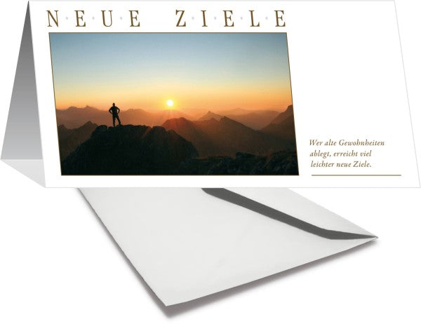 Grußkarte NEUE ZIELE - Berggipfel - Ansicht 2