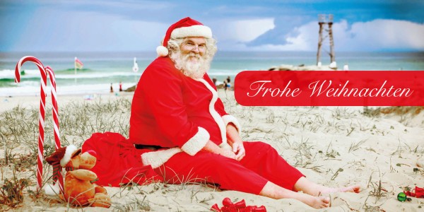 Grußkarte FROHE WEIHNACHTEN - Motiv Weihnachtsmann am Strand - Ansicht 2