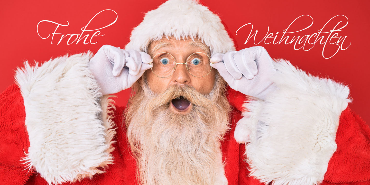 Grußkarte FROHE WEIHNACHTEN - Weihnachtsmann mit Brille kaufen