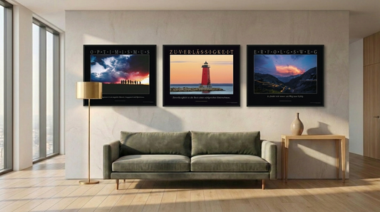 Empfangsbereich-Set: alle 3 Leinwandbilder an der Wand