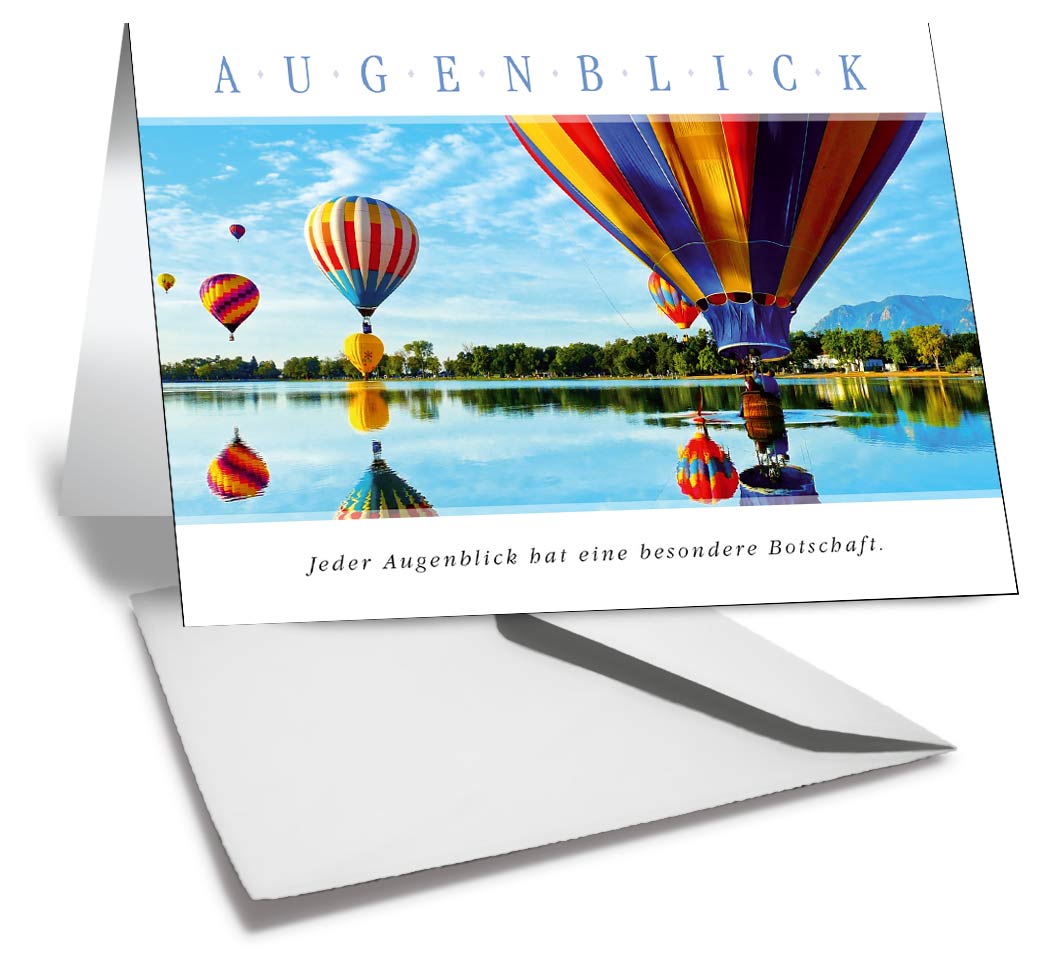 Grußkarte AUGENBLICK - Heissluftballone am See kaufen