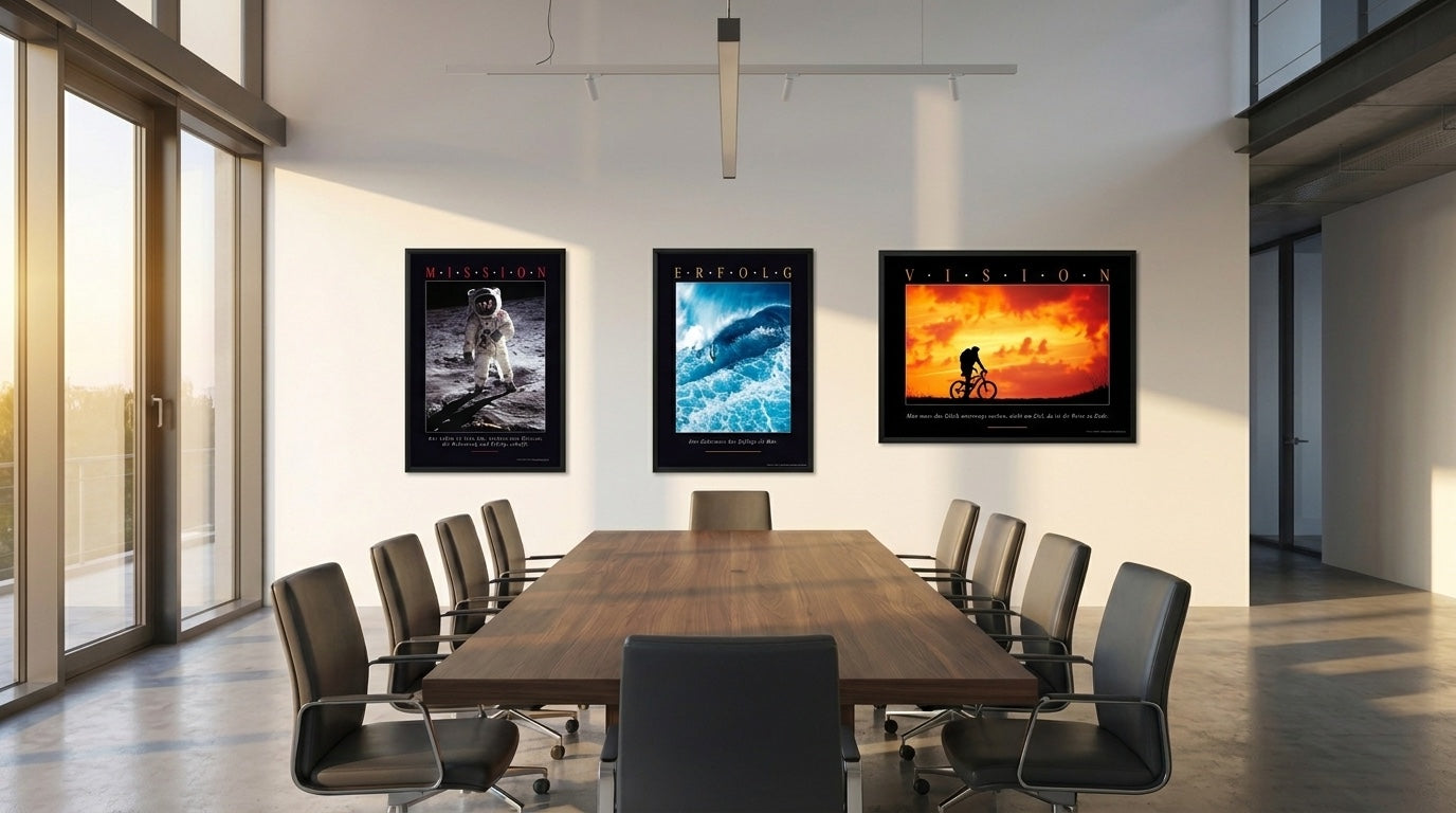 Konferenzraum-Set · 5 Motivationsposter im Raum