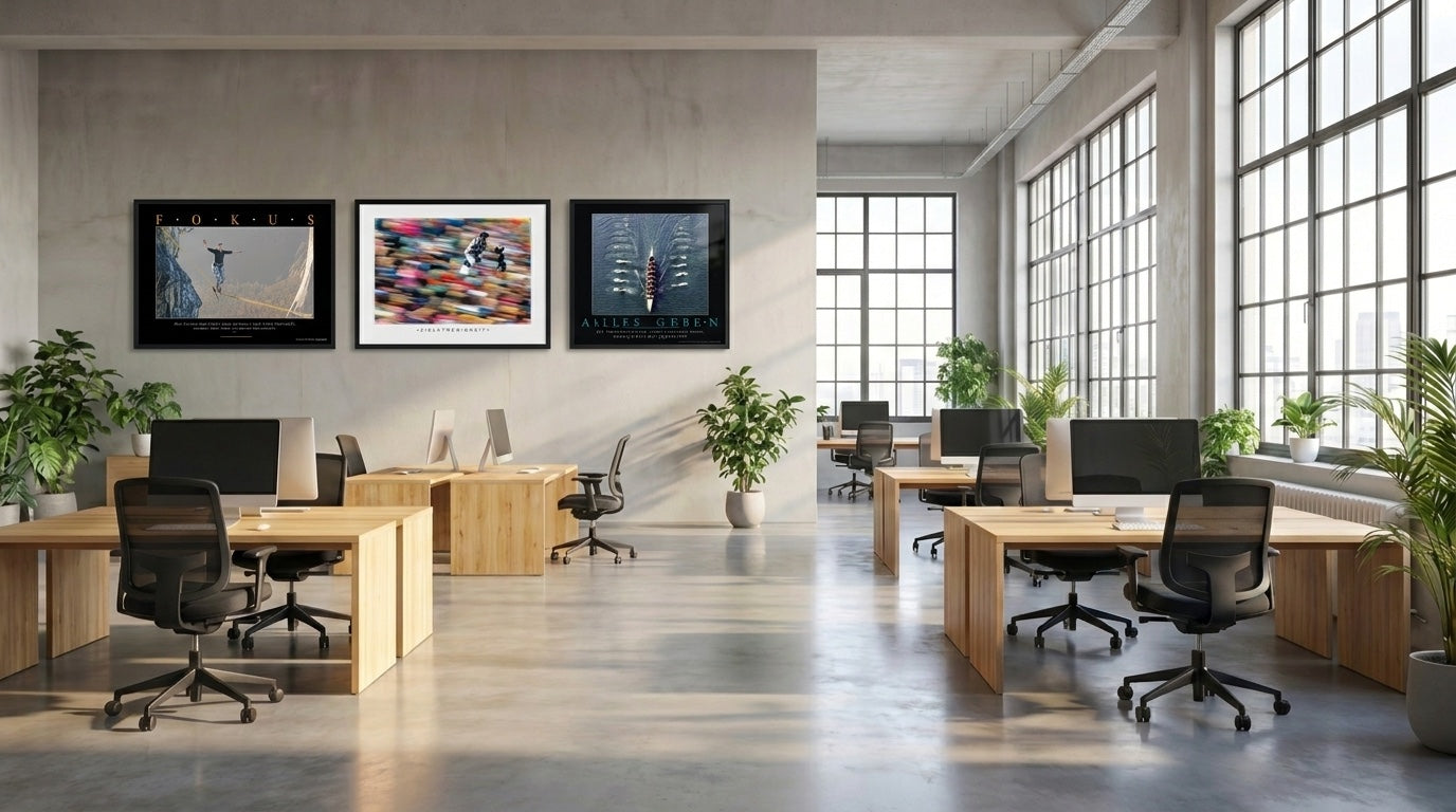 Open-Office-Set · 8 Motivationsposter im Raum
